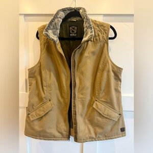 Noble Outfitters Women’s Tough Canvas Vest in Tan Faux Fur Neck Size XL